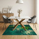Teal Green Abstract Splatter Area Rug