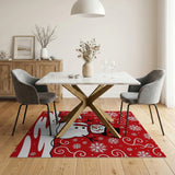 Festive Snowman with Stocking Red Area Rug