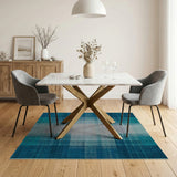 Teal Blue Geometric Plaid Area Rug