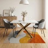 Wavy Abstract Area Rug in Orange Sunset Tones