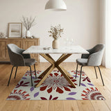 Maroon Purple Abstract Floral Area Rug