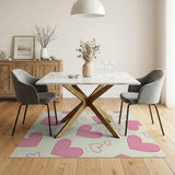 Pink Kids Cartoon Playful Pink Hearts Area Rug