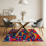 Vibrant Pixelated Mushroom Cluster Area Rug