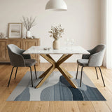 Blue and Teal Abstract Area Blue Wave Abstract Area Rug