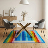 Vibrant Rainbow Stripe Geometric Area Rug