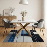 Modern Geometric Block Area Rug in Black Blue Grey