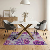 Purple Peony Cross-Stitch Floral Area Rug