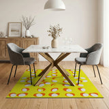 Playful Cartoon Eggs Yellow Area Rug