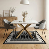 Geometric Modern Lattice Black White Geometric Lattice Area Rug