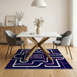Navy Pink Geometric Maze Area Rug