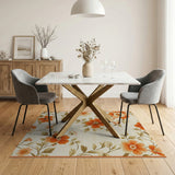 Vintage Orange Hibiscus Floral Area Rug