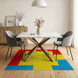 Vibrant Red Yellow Blue Block Geometric Area Rug