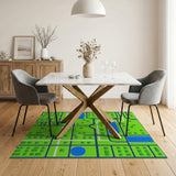Green Geometric Park Map Area Rug