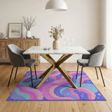 Kawaii Dolphin Wavy Rainbow Kids Area Rug