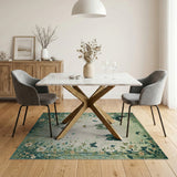 Vintage Green Butterfly Garden Area Rug