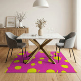 Playful Yellow Apples on Hot Pink Fruit Pattern Rug