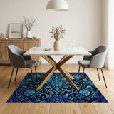 Opulent Blue Teal Persian Floral Area Rug