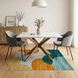 Teal Orange Yellow Abstract Geometric Area Rug
