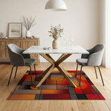 Bold Red Geometric Abstract Area Rug
