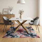 Pink Hibiscus Ink Splash Area Rug