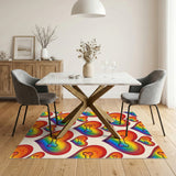 Rainbow Hearts Bone Washable Area Rug