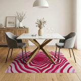 Pink Vibrant Pink Wavy Geometric Area Rug