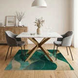 Emerald Gold Abstract Wave Area Rug