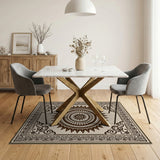 Elegant Beige Mandala Persian Area Rug