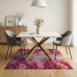 Vibrant Pink Peony Fractal Area Rug