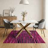 Geometric Modern Bold Pink Black Wavy Stripe Area Rug