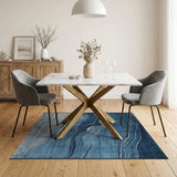 Indigo Wave Abstract Area Rug