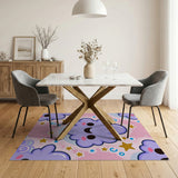 Kawaii Purple Clouds Happy Faces Area Rug