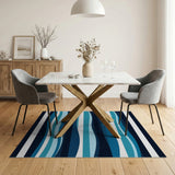 Layered Blue Waves Coastal Area Rug