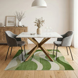 Green Abstract Wave Overlap Area Rug