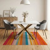 Geometric Modern Striped Vibrant Multi-Color Striped Area Rug