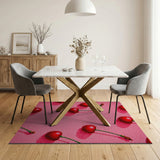 Vibrant Cherry Fruit Pink Area Rug