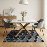 Modern Hexagon Grey Area Rug