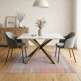 Blush Pink Grey Striped Geometric Rug