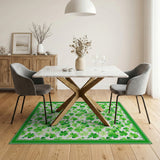 Green Lucky Green Shamrock Clover Pattern Area Rug