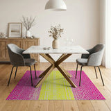 Neon Pink Yellow Geometric Lattice Rug