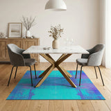 Purple Teal Geometric Dot Matrix Area Rug