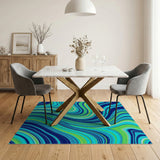 Abstract Area Swirling Blue Teal Abstract Area Rug