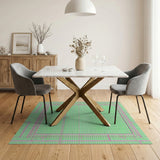 Green Court Grid Geometric Area Rug