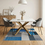 Blue Geometric Patchwork Area Rug