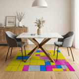 Vibrant Yellow-Pink-Blue Geometric Tile Rug