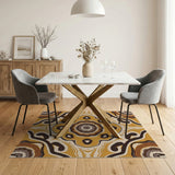 Yellow Swirl Geometric Modern Area Rug