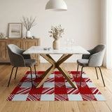 Classic Red White Checkered Farmhouse Rug