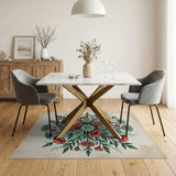 Vintage Teal Daisy Red Poppy Bouquet Rug