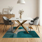 Teal Abstract Organic Shapes Area Rug