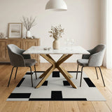 Black White Geometric Block Geometric Modern Area Rug